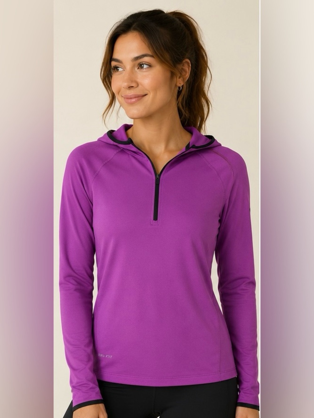 Nike Dri-FIT Purple Quarter Zip Hooded Athletic Pullover Women's XL